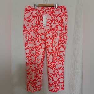 Lilly Pulitzer Nancee Crop Pants Sunbaked Cane Coral Crab Print NWT Size 16🌸